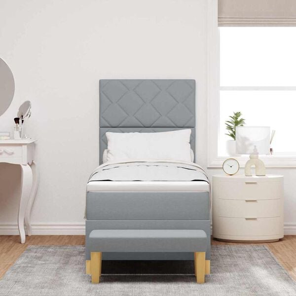 vidaXL Kiemas lova su čiužiniu &Scaron;viesiai pilka 80 x 200 cm audinys