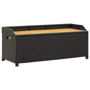 vidaXL Sodo suoliukas-daiktadėžė, juodos spalvos, 120cm, poliratanas