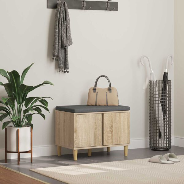 vidaXL Koridoriaus suolas su pagalve Sonoma ąžuolas 60 x 38 x 46 cm