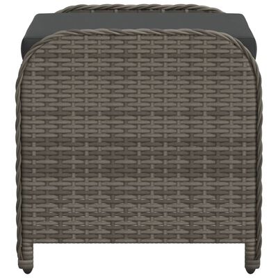 vidaXL Sodo taburetė su pagalvėle, pilka, 58x46x46cm, poliratanas