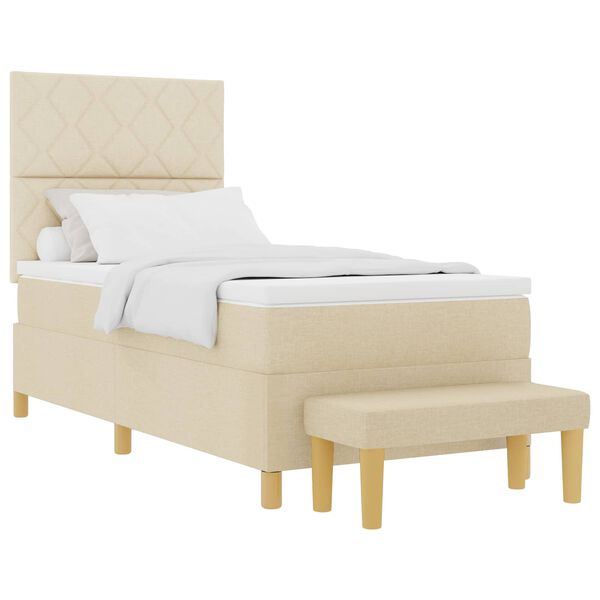 vidaXL Kiemas lova su čiužiniu Kreminė 100 x 200 cm audinys