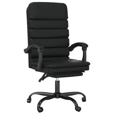vidaXL Atlošiama masažinė biuro kėdė, juodos spalvos, dirbtinė oda