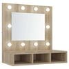 vidaXL Veidrodinė spintelė su LED ap&scaron;vietimu, ąžuolo, 60x31,5x62cm