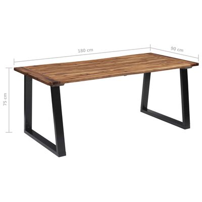 vidaXL Valgomojo stalas, 180x90cm, akacijos medienos masyvas
