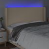 vidaXL Galvūgalis su LED, kreminės spalvos, 203x16x118/128cm, audinys
