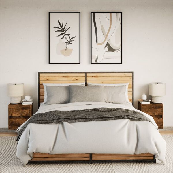 vidaXL Sieninės naktinės spintelės su LED, 2vnt., dūminio ąžuolo