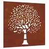 vidaXL Sodo sienos dekoracija, 55x55cm, corten plienas, medžio dizaino