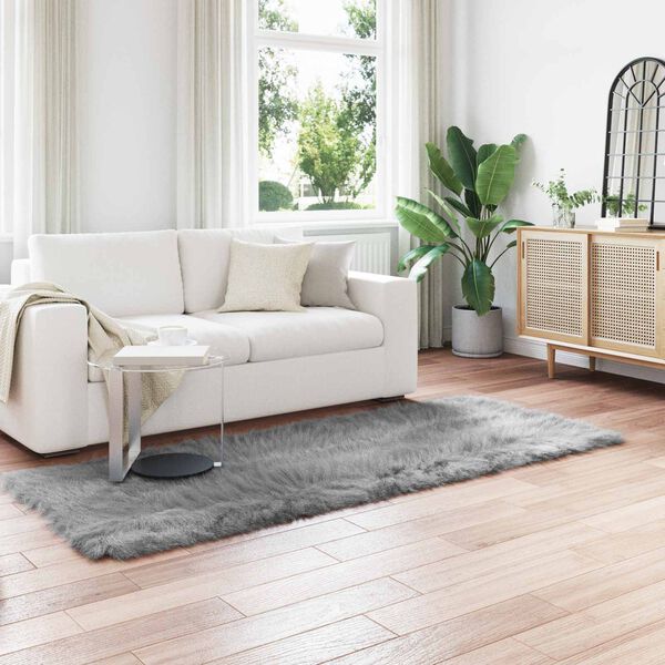 vidaXL Dirbtinio avikailio kilimas Tafalla Pilka 80 x 250 cm