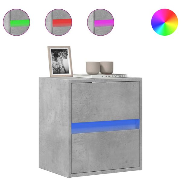 vidaXL Sieninė TV spintelė su LED lemputėmis, betono, 41x31x45cm