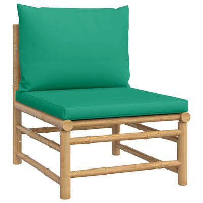 vidaXL Sodo komplektas su žaliomis pagalvėlėmis, 4 dalių, bambukas