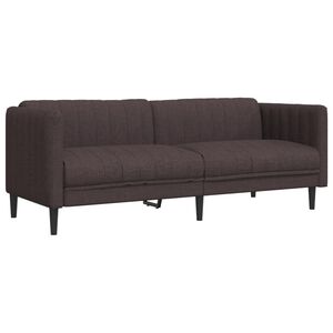 vidaXL Trivietė sofa, tamsiai rudos spalvos, audinys