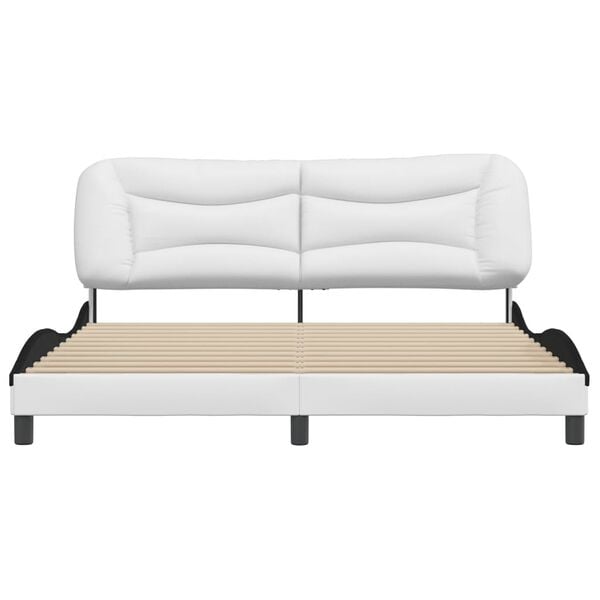 vidaXL Lovos rėmas be čiužinio, Hvar, baltas/juodas, 180x200cm, dirbtinė oda