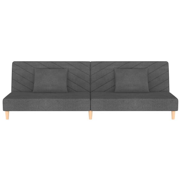 vidaXL Dvivietė sofa-lova su dvejomis pagalvėmis, pilka, audinys
