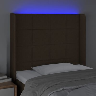 vidaXL Galvūgalis su LED, tamsiai rudos spalvos, 83x16x118/128cm