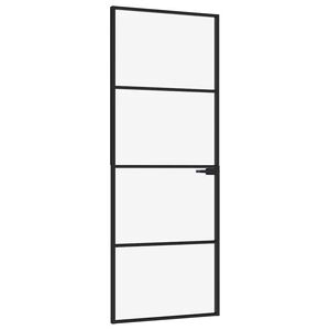 vidaXL Vidaus durys, juodos, 76x201,5cm, grūdintas stiklas/aliuminis