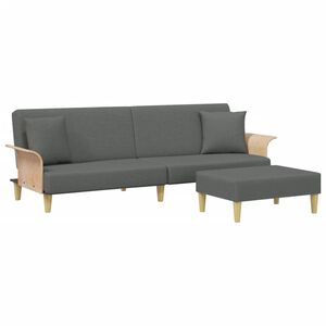 vidaXL Dvivietė sofa-lova su pagalvėmis ir pakoja, pilka, aksomas