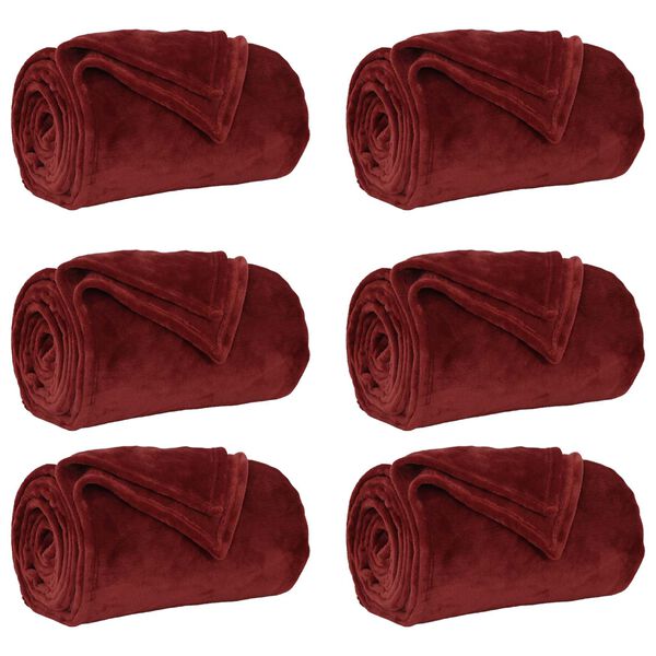 vidaXL Mesti antklodės 6 pcs Bordo raudona 130 x 150 cm Flysas
