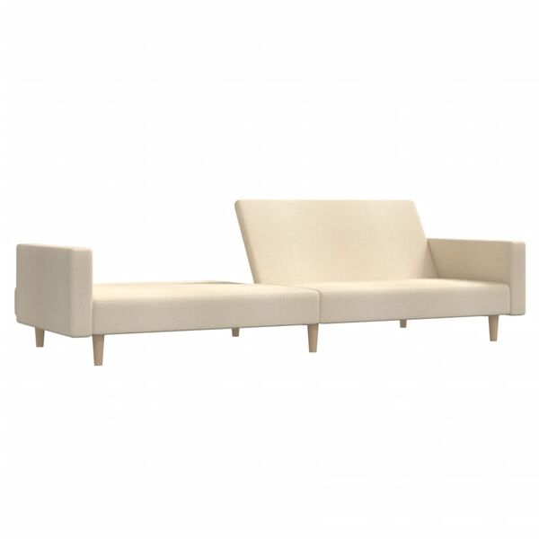 vidaXL Dvivietė sofa-lova, kreminės spalvos, audinys