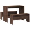 vidaXL 3 dalių valgomojo stalo ir suoliukų rinkinys Brown Oak