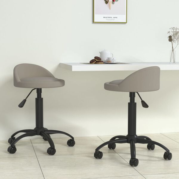 vidaXL Pasukamos valgomojo kėdės, 2vnt., &scaron;viesiai pilkos, aksomas