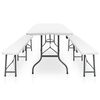 vidaXL Sodo stalas su 2 suoliukais, baltas, 180cm, plienas ir HDPE
