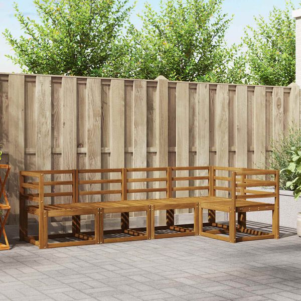 vidaXL Sofos komplektas su pagalve 5 pcs Natūralus ir bežinis