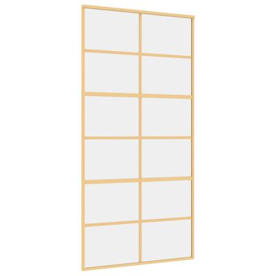 vidaXL Stumdomos durys, auksinės, 102,5x205cm, ESG stiklas/aliuminis
