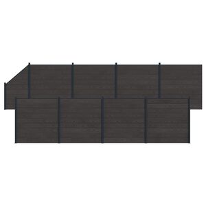 vidaXL Tvoros rinkinys 9 vnt. 1484 x 186 cm WPC ir aliuminis Juoda
