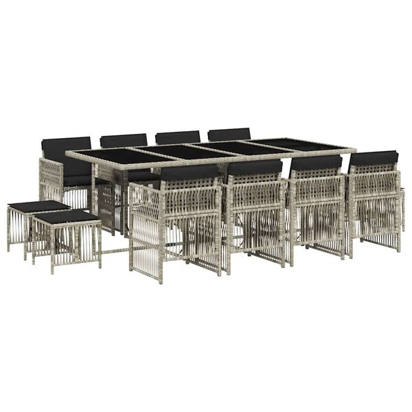 vidaXL Sodo komplektas su pagalvėlėmis, 13 dalių, pilkas, poliratanas