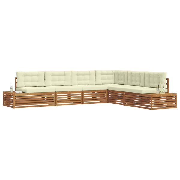 vidaXL Lauko sofos komplektas 6 Vienetas Natūralus ir grietinėlė