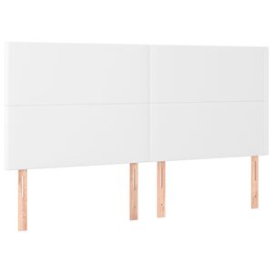 vidaXL Galvūgalis, baltas, 160x5x118/128 cm, dirbtinė oda