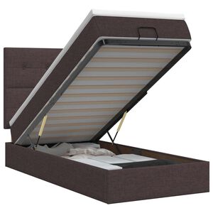 vidaXL Reguliuojama lova su čiužiniu Tamsiai rudas 90 x 200 cm Audinys