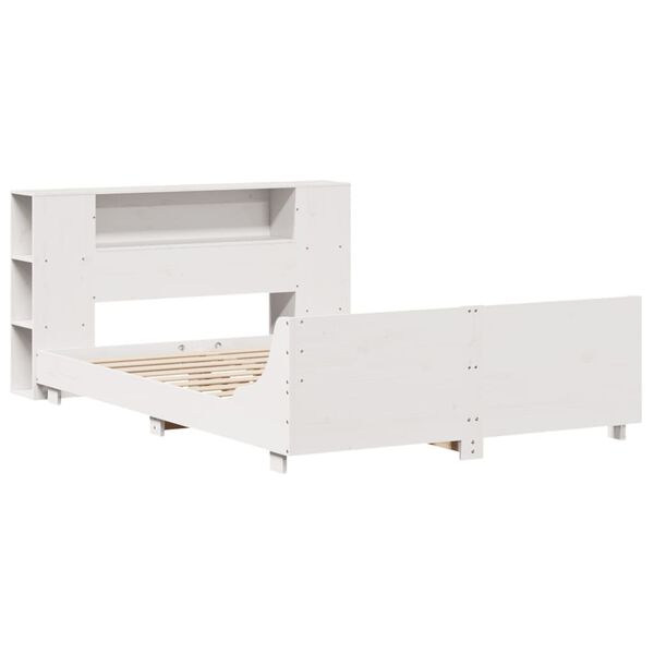 vidaXL Lovos rėmas be čiužinio, baltas, 120x200cm, pu&scaron;ies masyvas