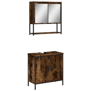 vidaXL Vonios baldų komplektas, 2 dalių, dūminio ąžuolo, mediena