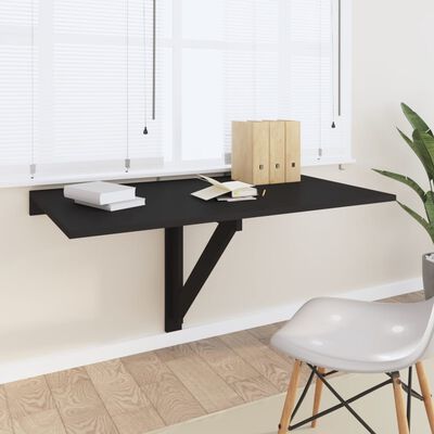 vidaXL Sulankstomas sieninis staliukas, juodas, 100x60x56cm, mediena