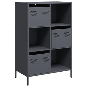 vidaXL Komoda, antracito spalvos, 68x39x103,5cm, plienas