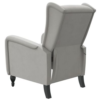 vidaXL Atlošiamas masažinis krėslas, šviesiai pilkos spalvos, aksomas