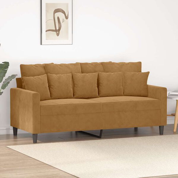 vidaXL Dvivietė sofa, rudos spalvos, 140cm, aksomas