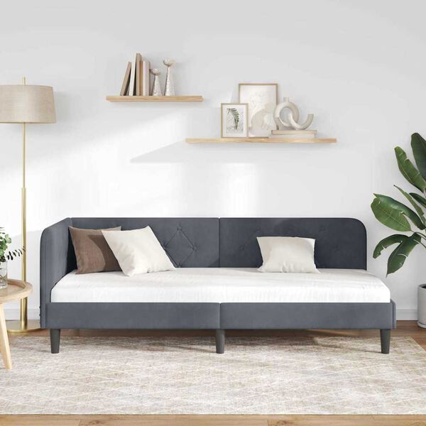 vidaXL Kampinė lovos konstrukcija Tamsiai pilka 80 x 200 cm Aksomas