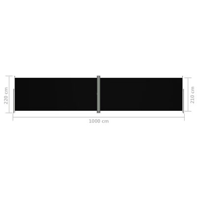 vidaXL Ištraukiama šoninė pertvara, juodos spalvos, 220x1000cm