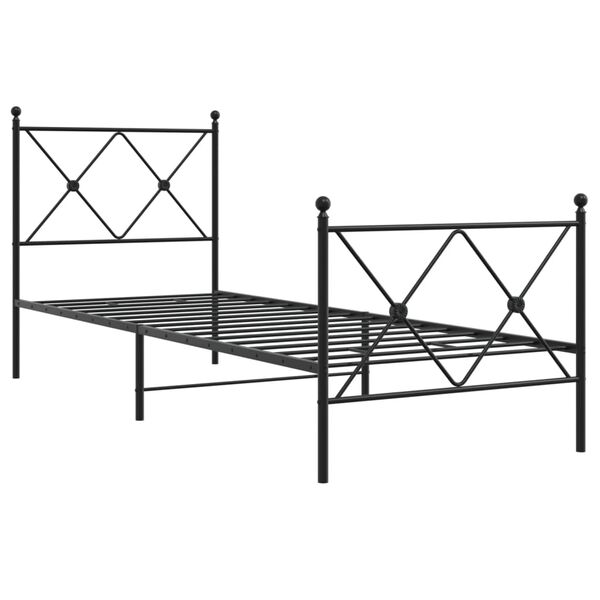 vidaXL Lovos rėmas su galvūgaliu/kojūgaliu, juodas, 75x190cm, metalas