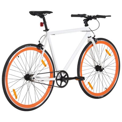 vidaXL Fiksuotos pavaros dviratis, baltas ir oranžinis, 700c, 55cm