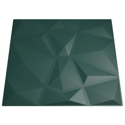 vidaXL Sienų plokštės, 24vnt., žalios, 50x50cm, EPS, 6m², deimantai