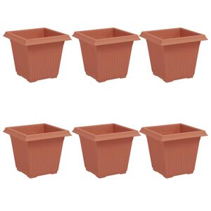 vidaXL Kvadratinis gėlių vazonas 6 pcs Raudona plyta 43 x 43 x 33.5 cm