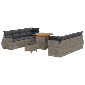 vidaXL Sodo Sofų Rinkinys su saugykla 11 pcs Pilka Poli ratanas