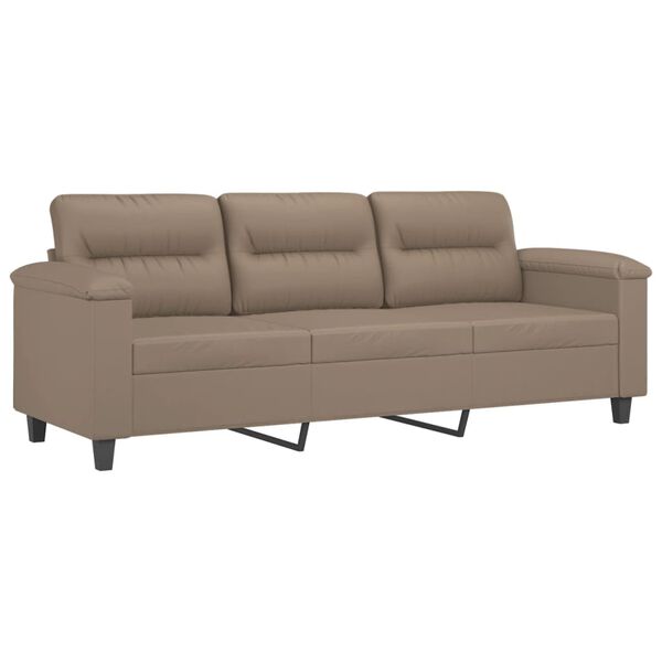 vidaXL Trivietė sofa su pakoja, kapučino spalvos, 180cm, dirbtinė oda