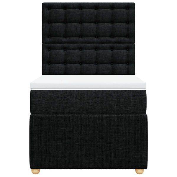 vidaXL Lova su spyruoklėmis ir čiužiniu, juoda, 100x200cm, audinys