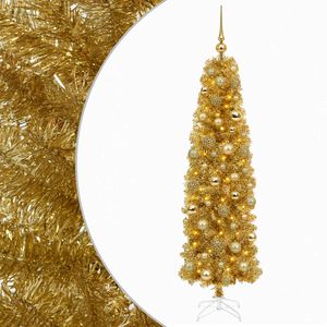 vidaXL Dirbtinė liekna Kalėdų eglutė su burbulais 180 cm 300 LED