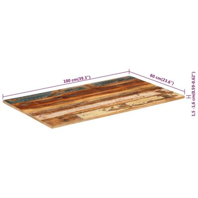vidaXL Stalviršis, 100x60x(1,5–1,6)cm, perdirbtos medienos masyvas