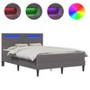vidaXL Lovos rėmas su LED juostelėmis Pilka 120 x 200 cm Dirbtinė oda